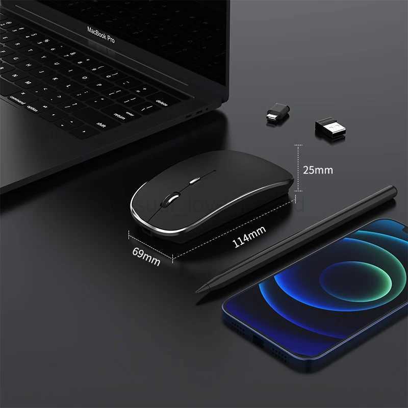 Wireless Mouse Chargeable Portable Silent USB and Type-C Dual Mode Mouse 3 Adjustable DPI for Laptop Mac MacBook Android PCCL240720