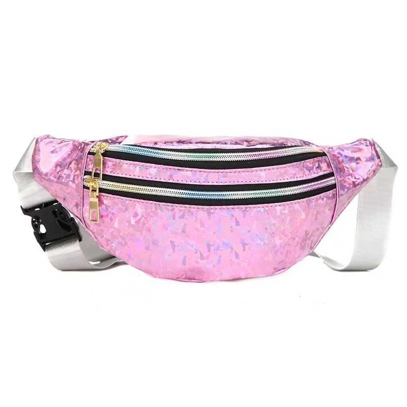 New Holographic Fanny Pack Hologram Waist Bag Laser PU Beach Travel Banana Hip Bum Zip Women Purse Belt Bags Girl Chest BagsXJ240720