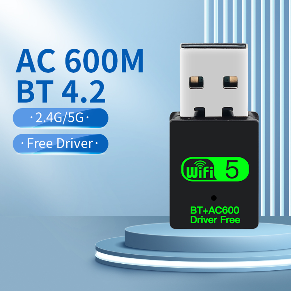 FENVI 2in1 600Mbps USB WiFi Bluetooth Adapter Dongle Dual Band 2.4/5GHz USB Wi-Fi 5 Network Wireless Wlan Receiver Diver Free