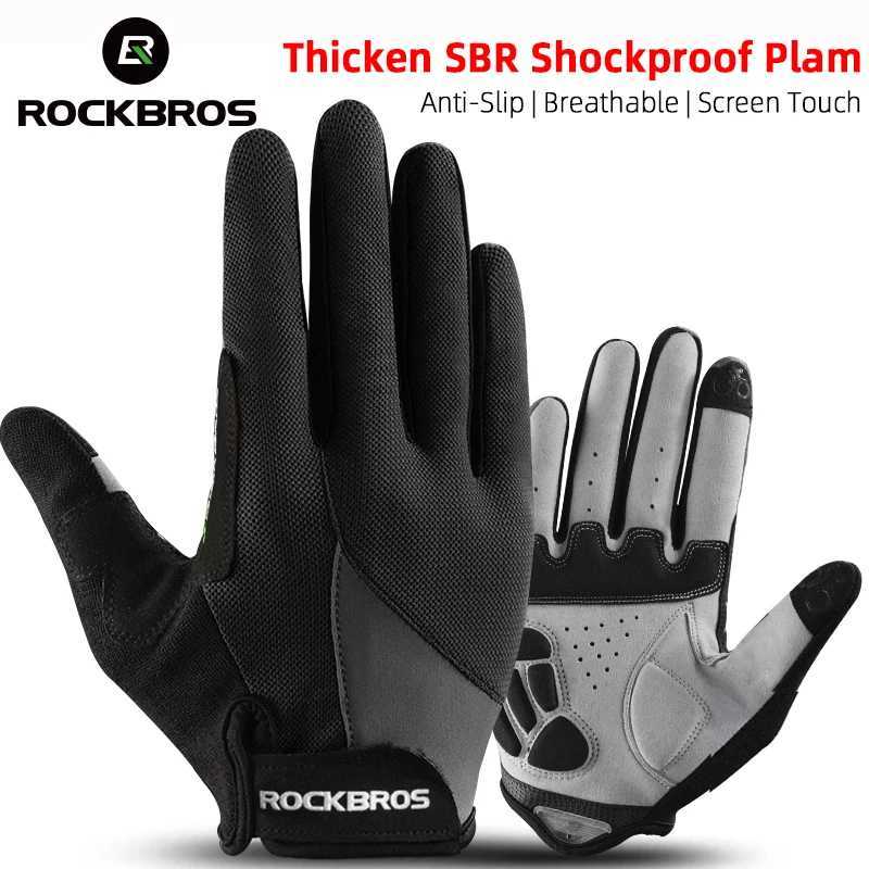 Sports Gloves ROCKBROS Bike Gloves Spring Autumn Breathable Full Finger Bicycle Gloves Mittens Screen Touch Outdoor MTB Road Cycling Gloves z240720