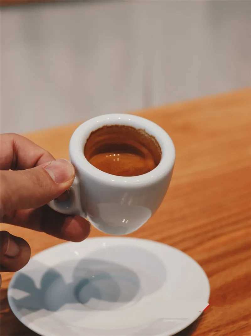 60ml Italian Espresso Cup Saucer Set Professional Contest Level Latte Coffee Mug Ceramic Thick ESPRESSO SHOT Cappuccino TumblerB240720