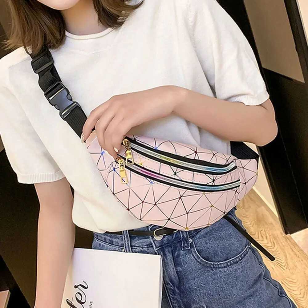 New Fashion Women Waist Packs Fanny Pack Pouch Hip Purse Satchel Laser Belt Bags Geometric Patterns WalletXJ240720