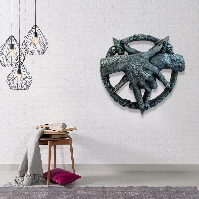 Devil Hand Sculpture Baphomet Pendant Pentagram Claw Statue Decoration Resin Crafts Dreamcatcher Gothic Ornament Decor 240712