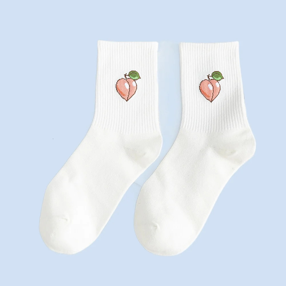 5/10 Pairs Autumn Hyuna Fruit Stack Socks Mens and Womens Candy Color Cartoon Middle-Tube Cotton Socks 240715