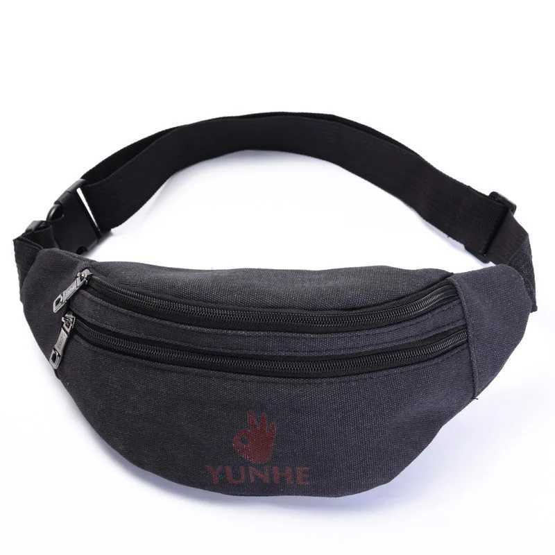 Male Casual Functional Waist Bag Fashional Canvas Purse Creative Ok Gestures Purse Waist Package for Man Canvas Hip BagXJ240720