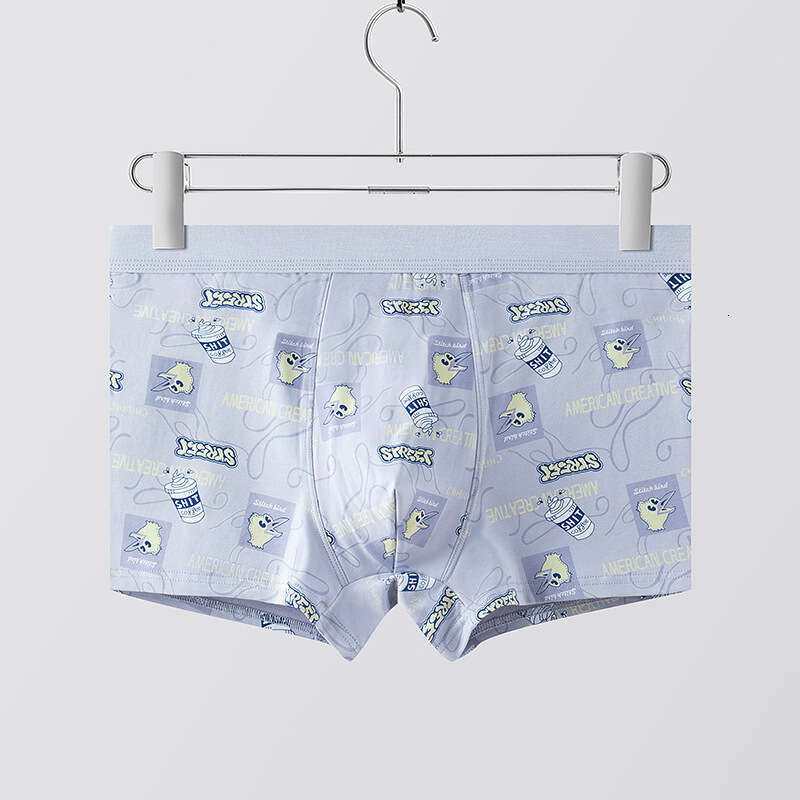 Men's with Personalized Trendy Cotton Printing, Breathable and Antibacterial Inner Crotch, Teenagers' Mid Waist Underwear, Men's Underw