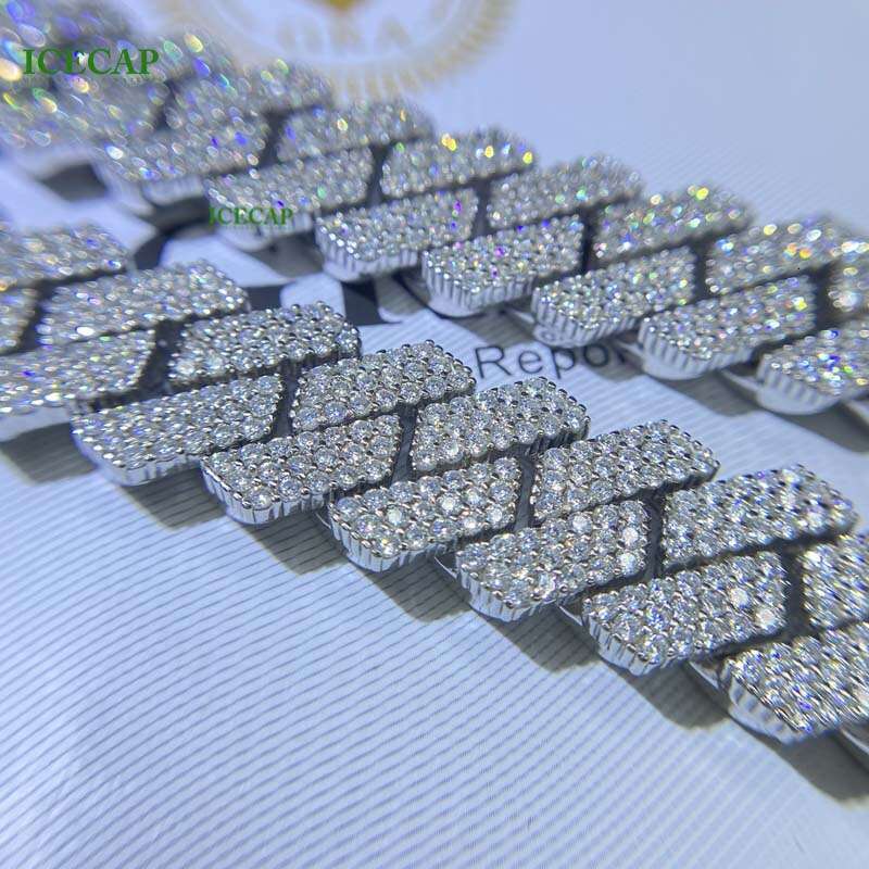 High-end necklace VVS Jewelry Miami VVS Moissanite Sterg Sier Platinum-Plated Men Cuban Chian Bracelet Necklace