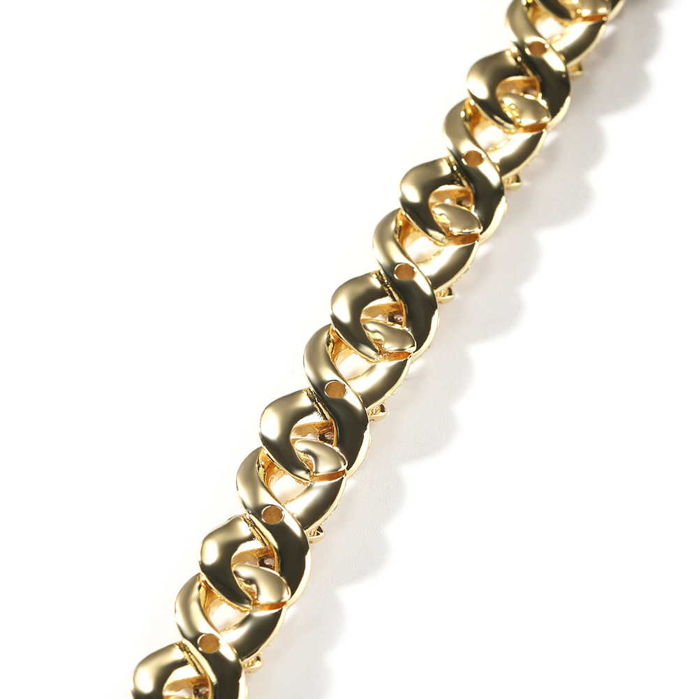 Hip Hop Flower Cuban Chain Necklace Bracelet 5A Zircon 8 Infinite Chain Jewelry