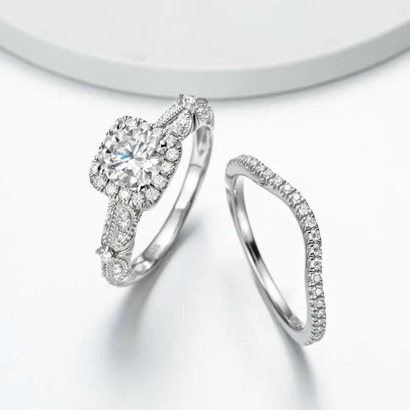 DEZO Wedding Ring Set for Women 1.53 ctw Retro Solid 925 Silver Engagement Ring VVS1 D Color GRA Certificate 240805