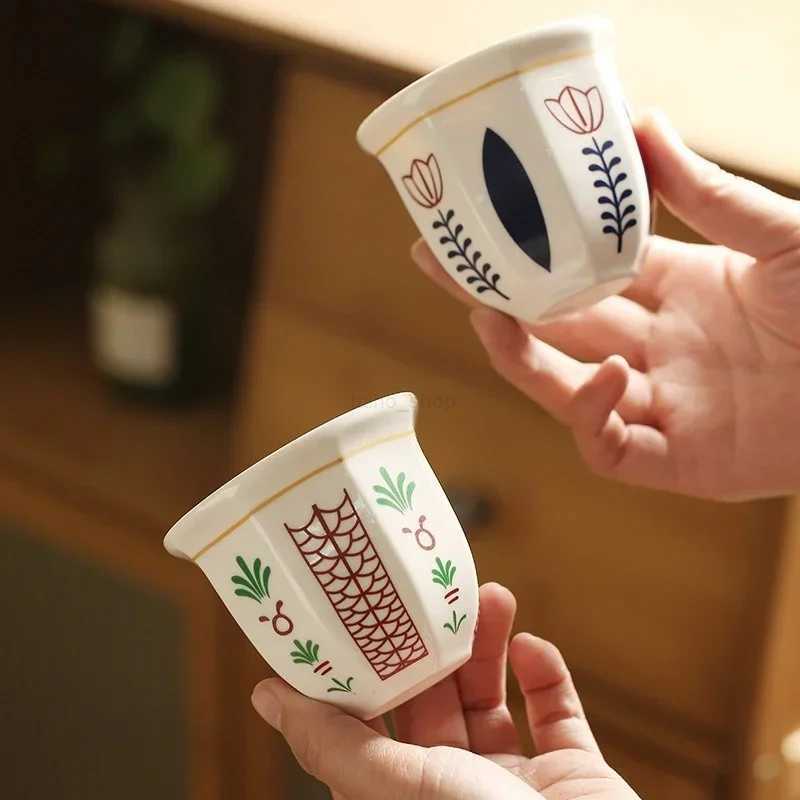 Mugs 180ml/250ml Espresso Ceramic Cup Middle Eastern style Garland Hand Held Anti-scald Latte Cappuccino Coffee Mugs Teacup Xmas GiftB240720 CL250214
