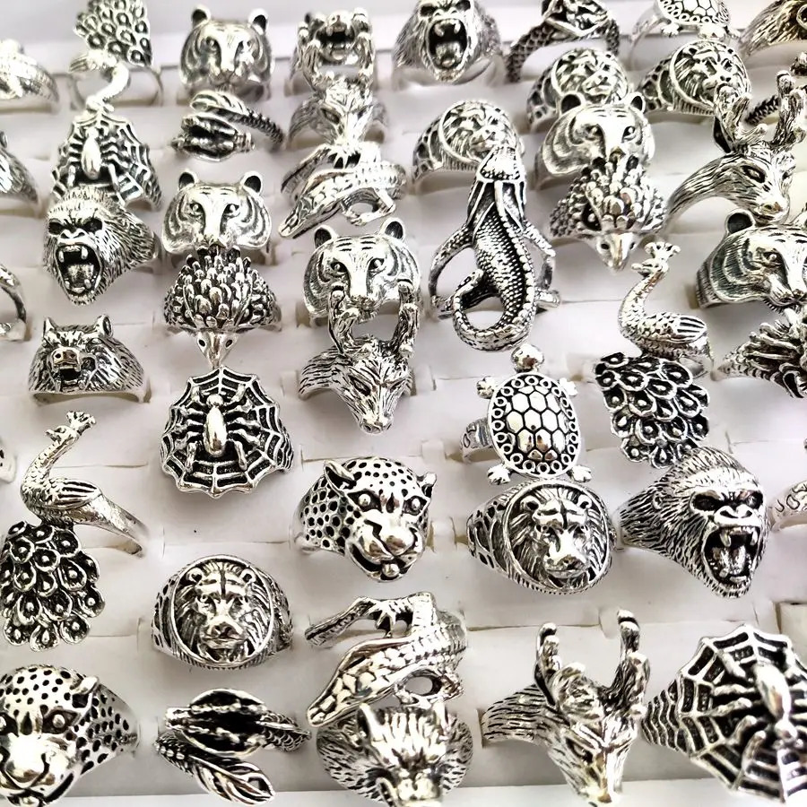 10/30/50 Exaggeration Mens Punk Rock Animal Metal Ring Style Top of the line Mixed Mens Jewelry 240710