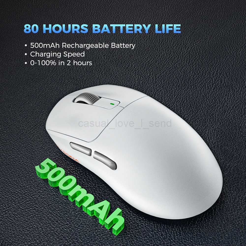 Kysona M600 PAW3395 White Wireless Gaming Esports Mouse 55g 26000DPI 6 Buttons Optical PAM3395 Computer Mice For Laptop PCCL240720