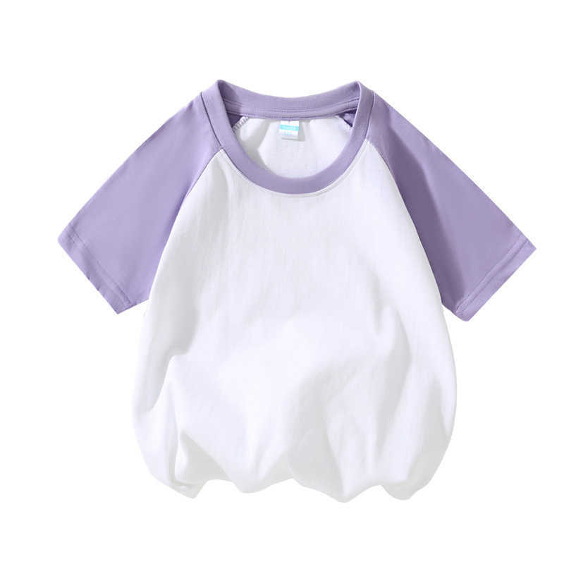 New summer short-sleeved children's round neck solid color family wear boys and girls loose top sports T-shirt