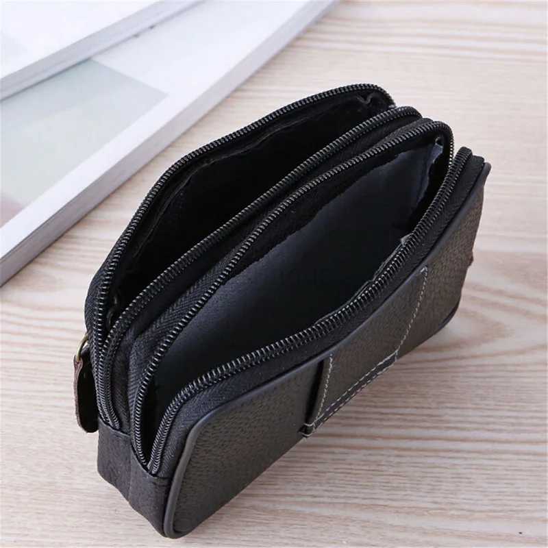 Mobile Phone Waist Bag For Men Testificate Belt Bag Leather Coin Purse Strap Pocket Cellphone Bag Clutch Bag Belt Waist PacksXJ240720
