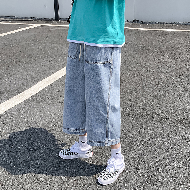2021 new cropped pants summer thin loose denim shorts men's Korean version trend