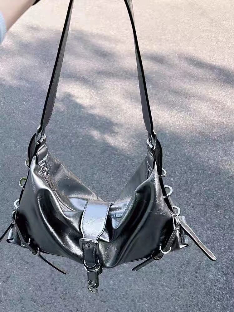 Y2K Korean Fashion Harajuku Girl Fairy Grunge Silver Hand Bag Aesthetic Trendy Purses Crossbody Handbag Shoulder Tote Bags Women