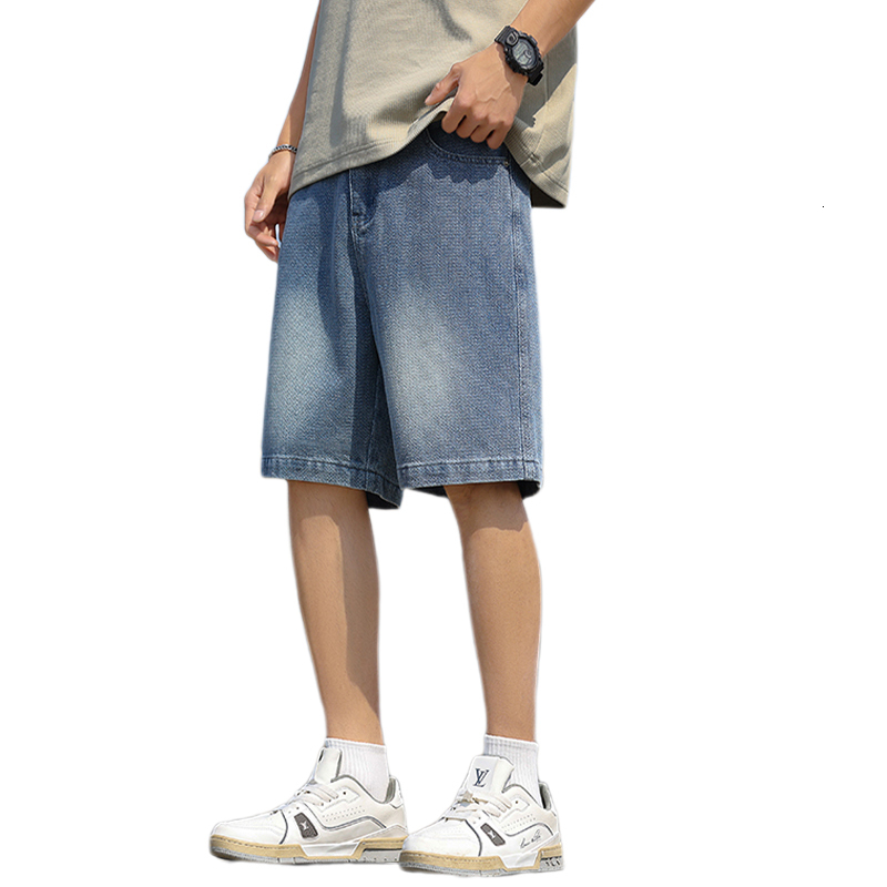 2024 Summer New Trendy Brand Starry Sky Pattern Denim Shorts Men, Loose and Versatile, Half Tight Waist Pants for Men