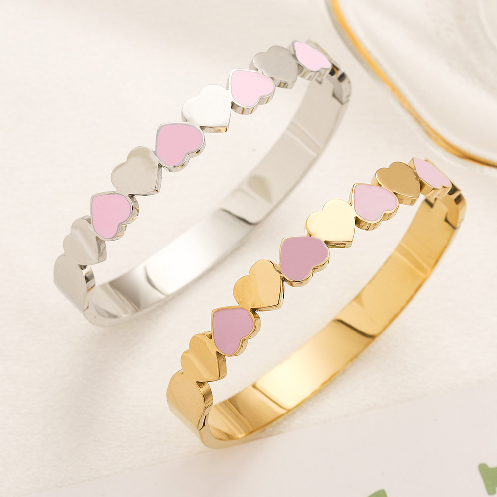 Women Branded Bracelets Bangle Designers Letter Jewelry Aquamarine Pink 18K Gold Plated Stainless steel Bracelet Womens Wedding Jewelry Gifts