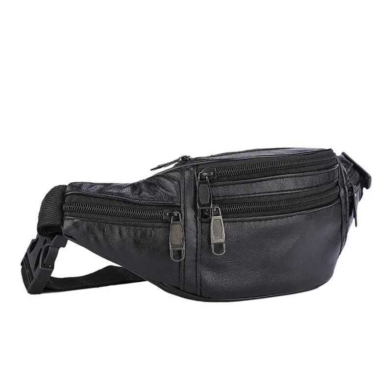 Leather Men Waist Chest Bag Thin Outdoor Sports Tactical Male Small Running Fanny Pack Crossbody Chest Money Belt BagsXJ240720