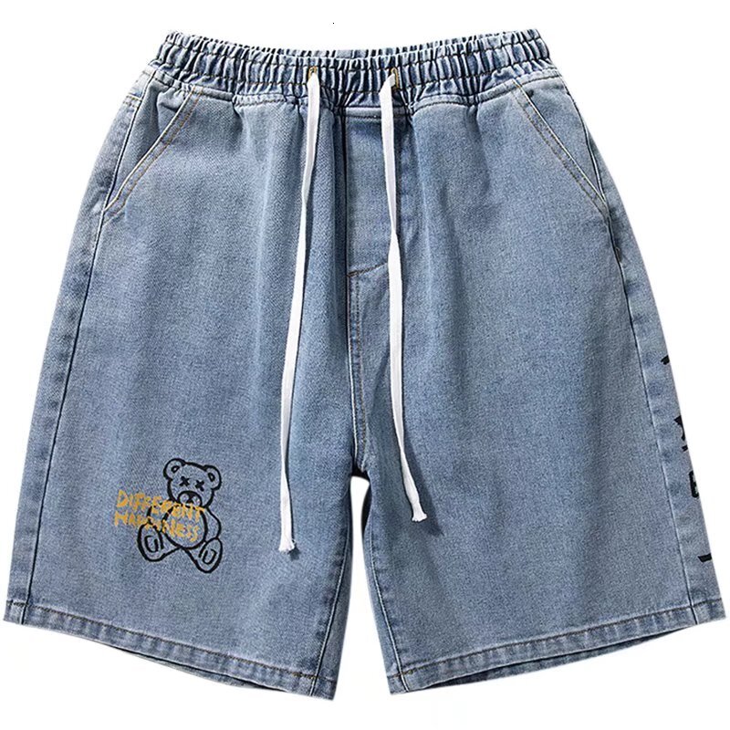 Denim 2024 summer new street fashion brand men's casual shorts loose jeans Korean version solid color