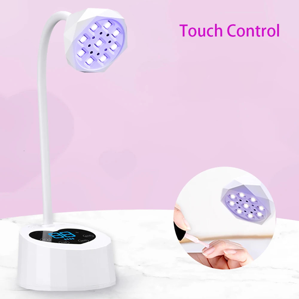 Wireless Nail Lamp LED UV Nail Dryer Rechargeable Auto Sensing Touch Control Fast Drying Nail Light 360° Bendable Table Lamp 240719