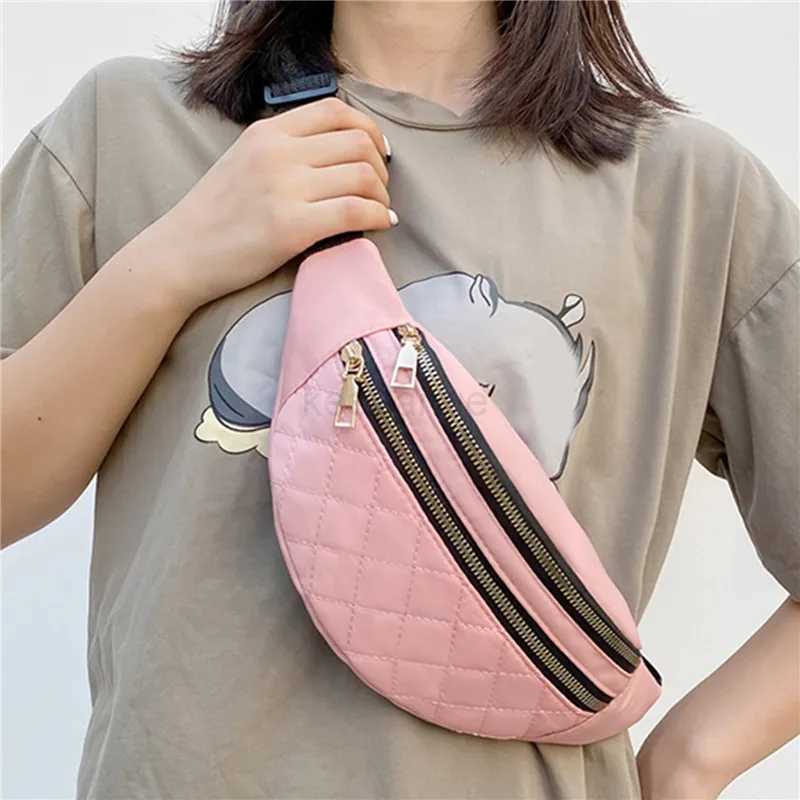 Fashion Womens Waist Bag Chest Bag PU Leather Waterproof Fanny Pack Messenger Shoulder Bags Multifunction Plaid Waist PackXJ240720