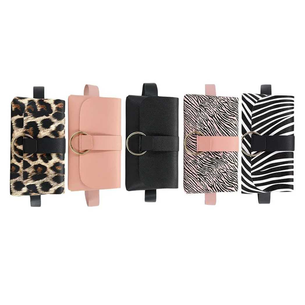 Female Fanny Pack Flap Leather PU Leopard Stripe Bag Mini Waist Bag Small Belt Mobile Phone BagXJ240720