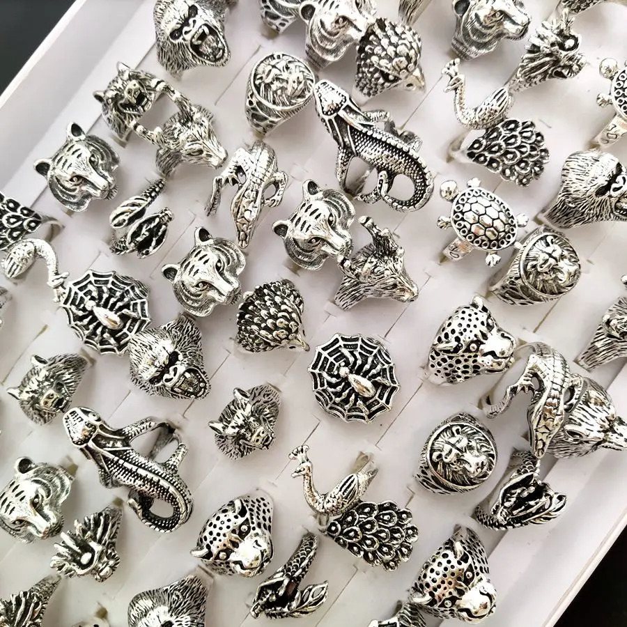 10/30/50 Exaggeration Mens Punk Rock Animal Metal Ring Style Top of the line Mixed Mens Jewelry 240710