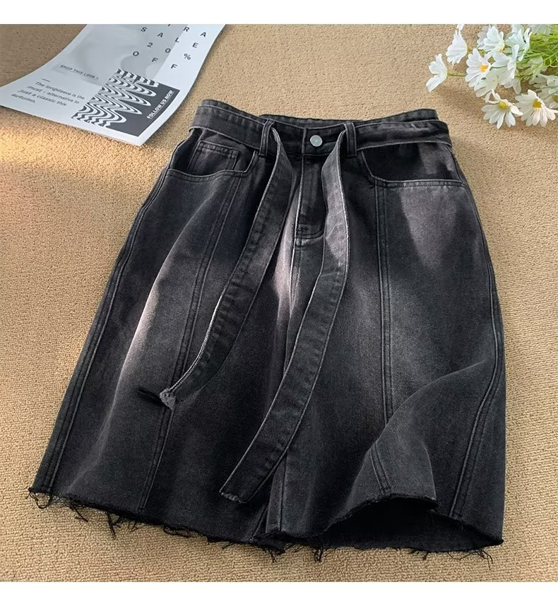 Denim shorts men's summer new style American washed distressed straight leg loose casual five inch mid length pants