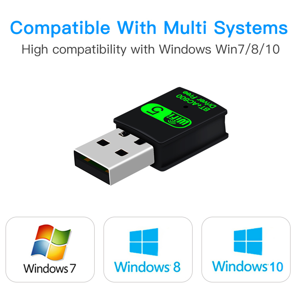 FENVI 2in1 600Mbps USB WiFi Bluetooth Adapter Dongle Dual Band 2.4/5GHz USB Wi-Fi 5 Network Wireless Wlan Receiver Diver Free