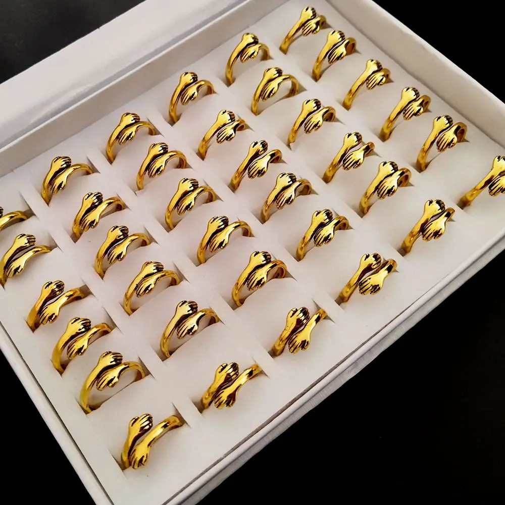 20 Embrace Peace Rings Adjustable Embrace Rings Creative Love Hand Embrace Open Rings Womens Fashion Jewelry Selling 240710