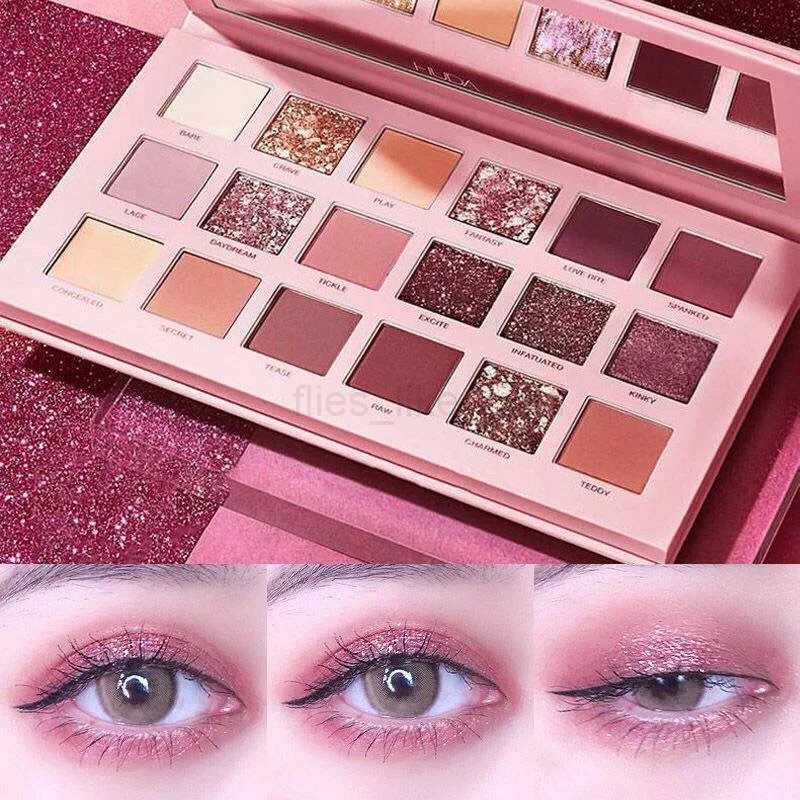 18 Colors Desert Rose Palette With Makeup Mirror Pearlescent Matte Glitter Shimmer Pigment Nude Longlasting Eye Shadow Wholesale zxx240720