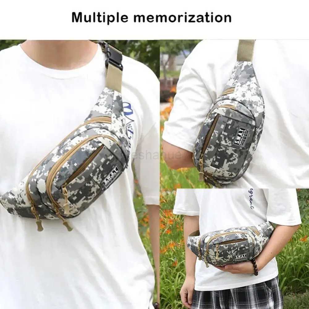 Large Capacity Camouflage Sling Bag Durable Waterproof Multi-layer Outdoor Waist Bag Nylon Fanny PackXJ240720