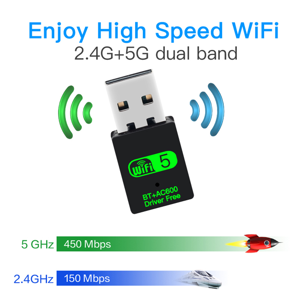 FENVI 2in1 600Mbps USB WiFi Bluetooth Adapter Dongle Dual Band 2.4/5GHz USB Wi-Fi 5 Network Wireless Wlan Receiver Diver Free