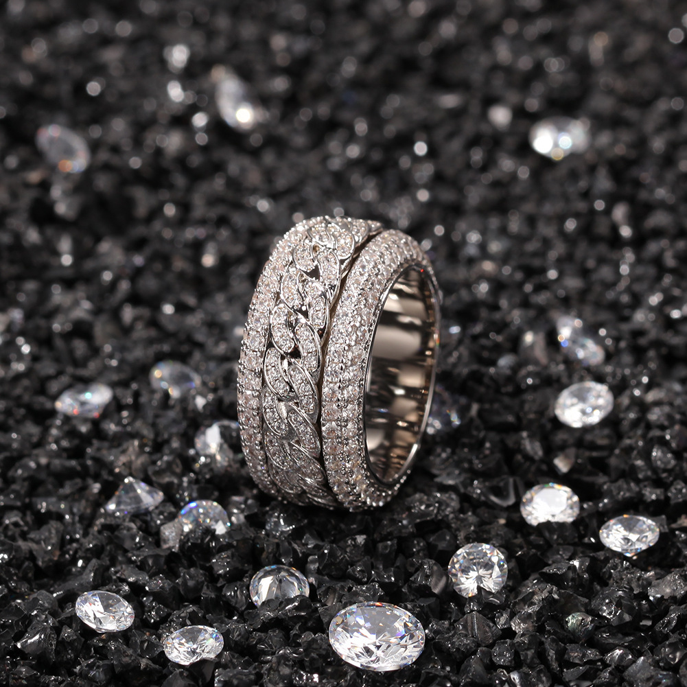 Luxury Hip Hop Band Rings 18k Gold Plated 925 silver Champion Rotatable Rings for Men Iced Out Moissanite Diamond Ring Jewelry
