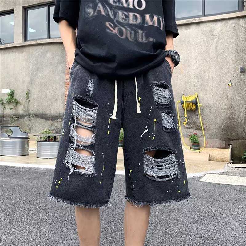 Men's High Street Hip-Hop Jeans - M-Embroidery Wide-Leg Denim Pants, Casual Long Edge Style
