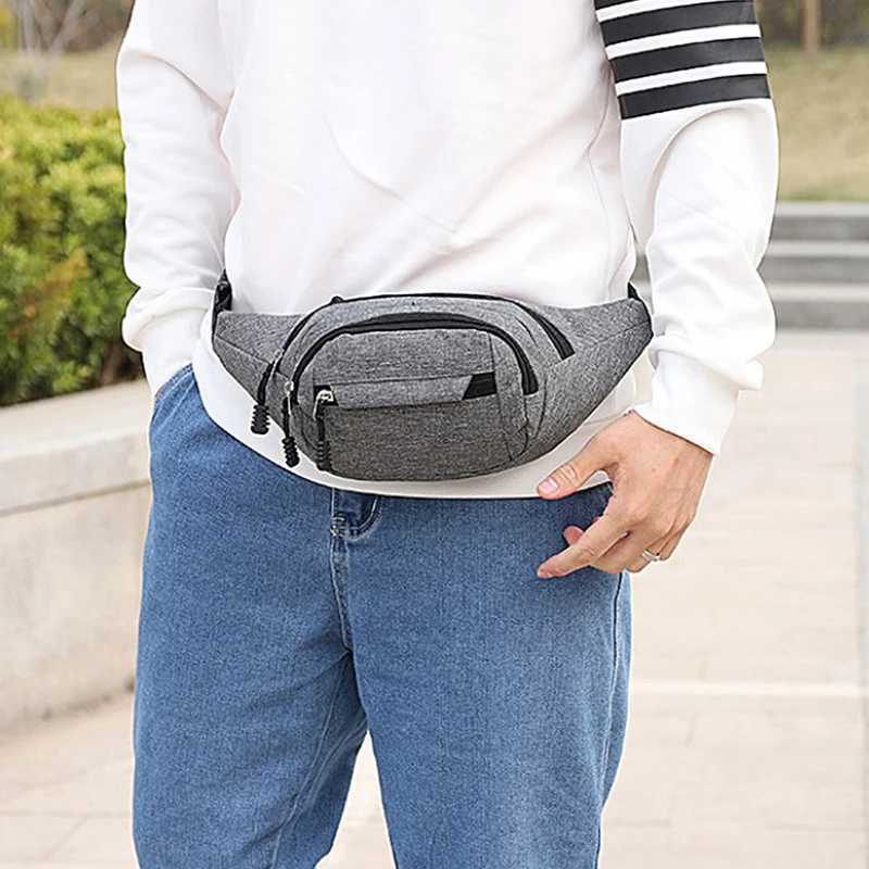 1Pc Fashion Men Women Waist Bag Crossbody Bag Canvas Casual Purse Large Phone Belt Bag Pouch Outdoor Travel Phone BagXJ240720