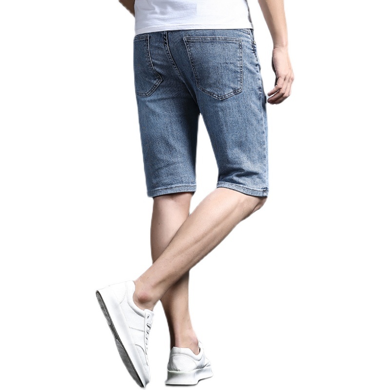 Denim shorts men's brand 2021 summer thin loose straight leg seven mid length Korean version trendy five inch pants