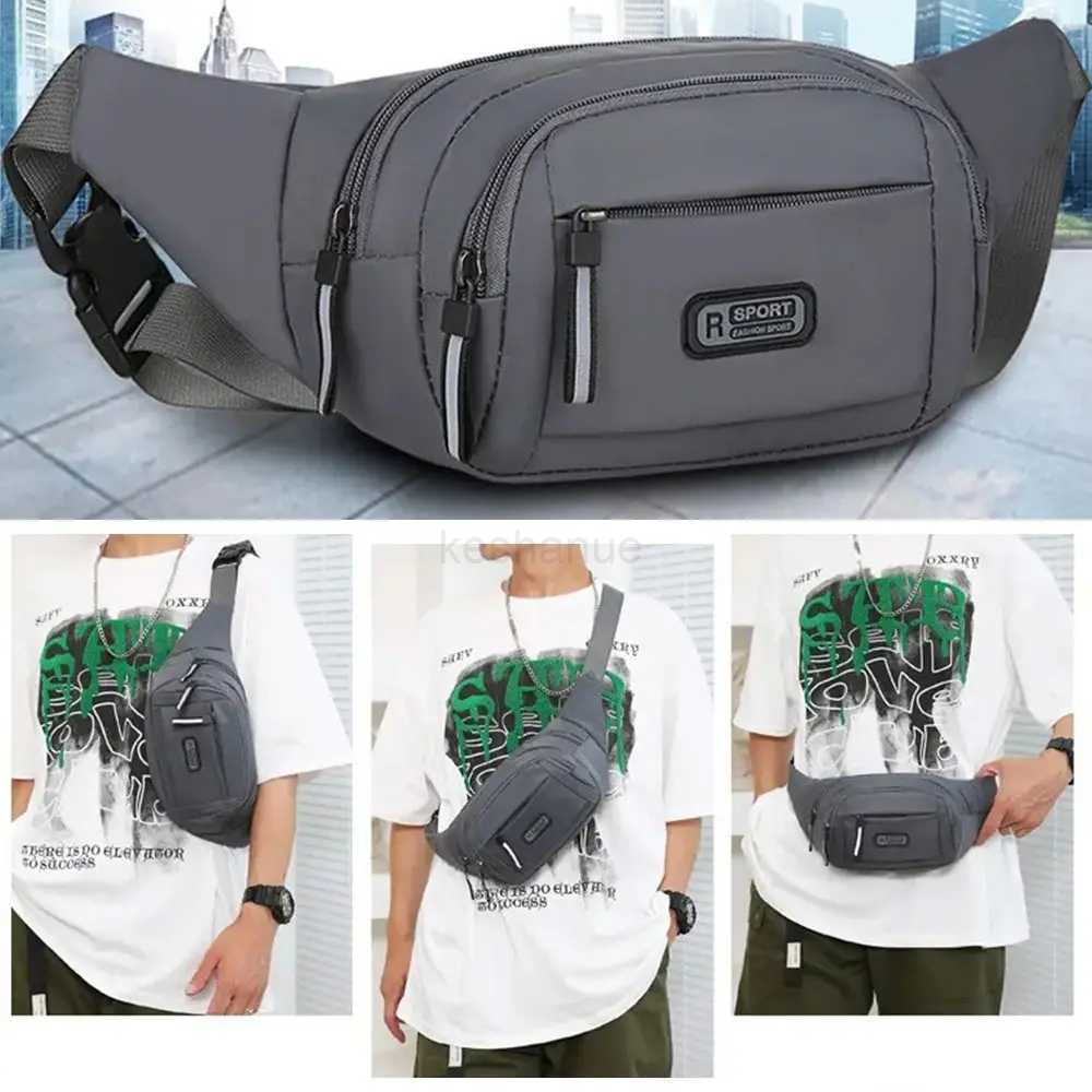 Large-capacity Men Waist Bag Casual Nylon Anti-theft Chest Bag Outdoor Travel Waterproof Sports Mobile Phone BagXJ240720