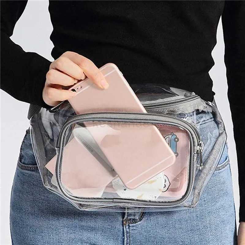 PVC Women Waist Fanny Pack Belt Bag Hip Bum Bag Clear Transparent Chest PouchXJ240720
