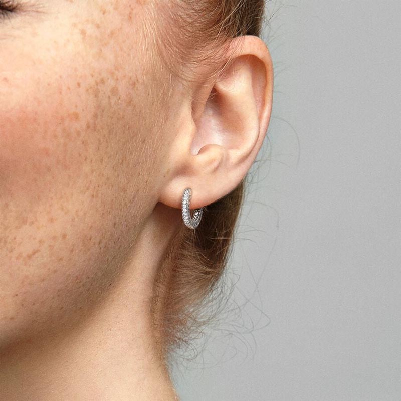 Pave Heart Hoop Earrings 925 Sterling Silver Diamond Earring For Women Men Party Jewelry Girlfriend Gift Gold Earrings With Retail
