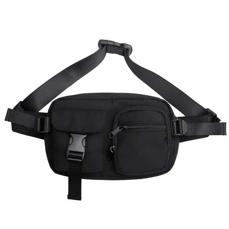 Minimalist Fanny Pack Multi-Pocket Black Mens Handsome Chest Bag Large Capacity Multi-pocket Crossbody Bag Mobile Phone SummeXJ240720