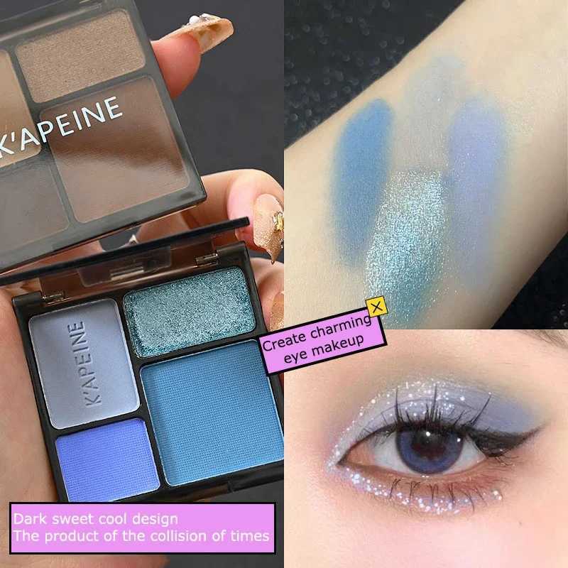 4-color cold tone eye shadow palette black smoke eye shadow matte flash shimmer paletteW240730