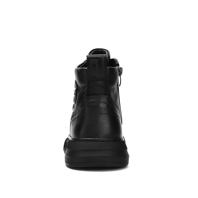 GJF Skate Autumn and Winter High-top Casual Trend Korean Men's 2023 New Leather Tide Shoes Youth Zipper