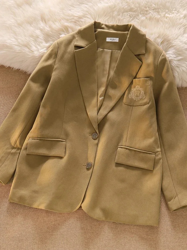 Xgoth Vintage College Style Set Layered Knitted Vest Apricot Stripes Long Sleeve Shirt Womens Kahki Pleated Skirt 3pcs Suit 240712