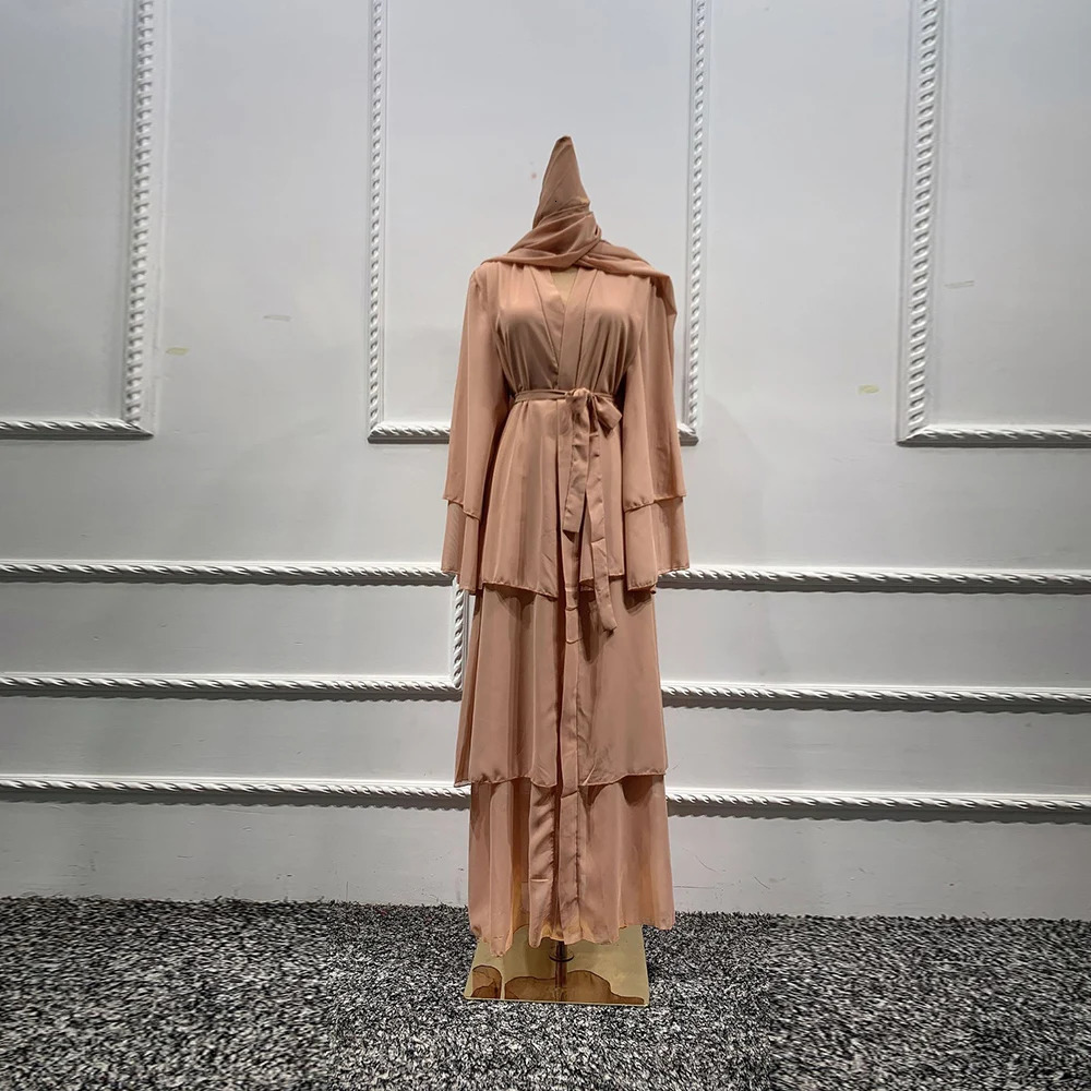 Chiffon Robe Longue Kimono Femme Musulmane Open Abaya Dubai Turkey Islam Arabic Muslim Dress Abayas For Women Caftan Marocain 240712