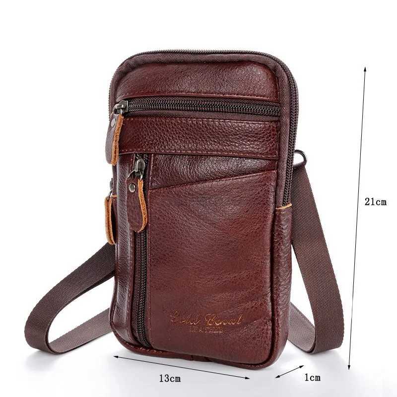 Mens Genuine Leather Waist Packs Bolsas Phone Pouch Bags Men Handbag Bag Small Chest Shoulder Belt Bag Crossbody Leather BagsXJ240720