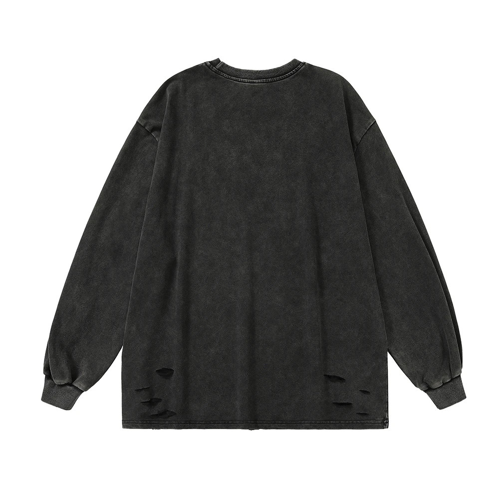Ripped Goth T Shirts Men Vintage Long Sleeve Oversized T-shirts Fairy Grunge Y2k Men Clothes Harajuku Anime Streetwear Tops Tees 240716