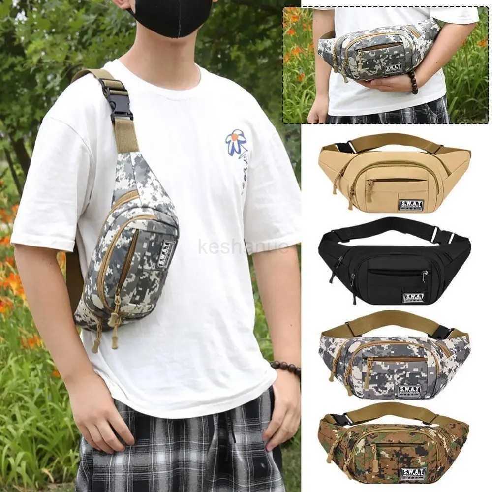 Large Capacity Camouflage Sling Bag Durable Waterproof Multi-layer Outdoor Waist Bag Nylon Fanny PackXJ240720