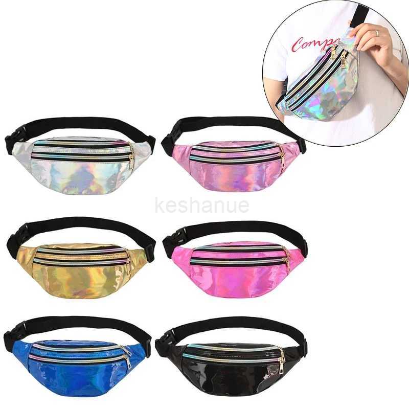 Holographic Waist Bags Women Silver Fanny Pack Female Belt Bag Geometric Waist Packs Laser Chest Phone Pouch CrossbodyXJ240720